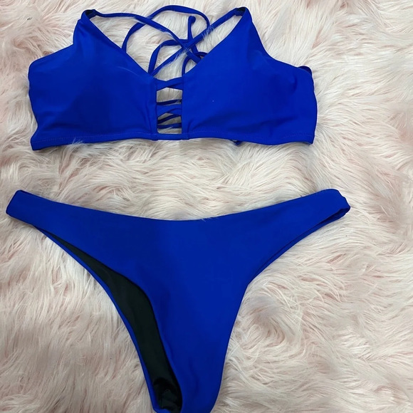 RELLECIGA Women's Strappy Bikini Top designed in Paris size L - Picture 2 of 8